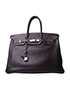 Birkin 35 in Buffalo Skin in Ebene, front view
